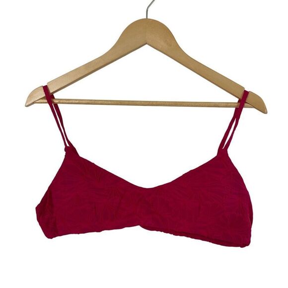 Andie The Molokai Swim Bikini Top Womens L Pink Lava Floral Stretch Swimwear - Picture 3 of 11